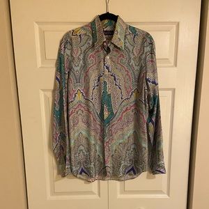 Ralph Lauren Purple Label Paisley Silk Button Down Shirt - 15/12